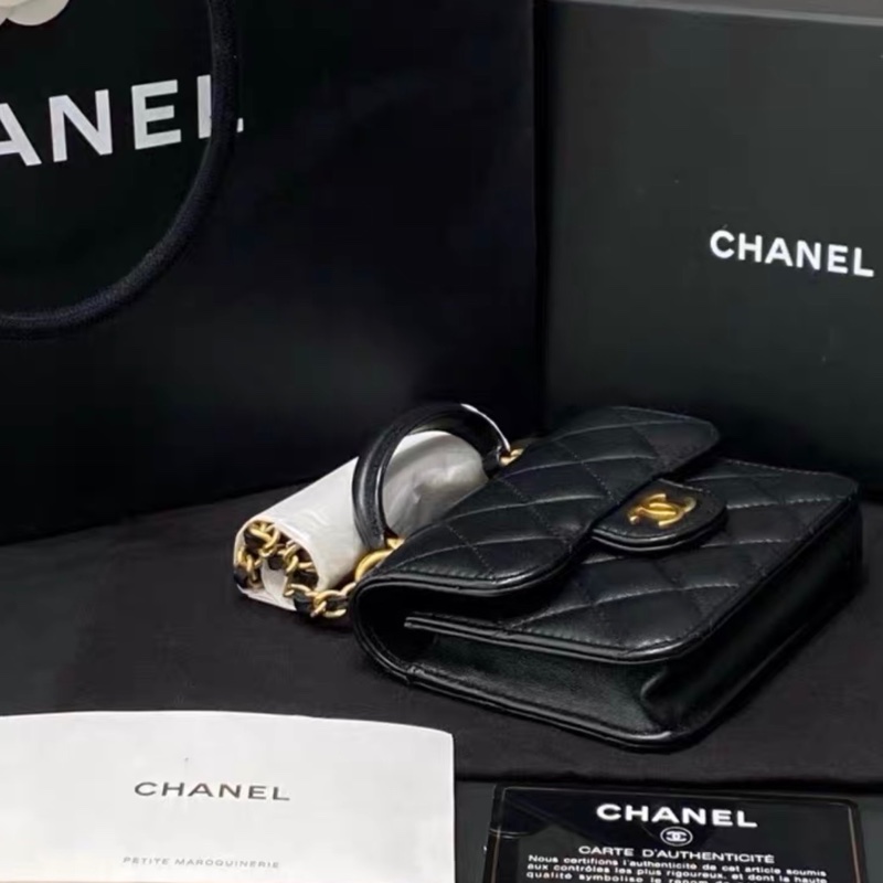 【全新 ✨ 全網最低價】 香奈兒Chanel 黑金 羊皮 mini 手柄 小小廢包 王心凌同款（下單前先詢問庫存❗️）-3