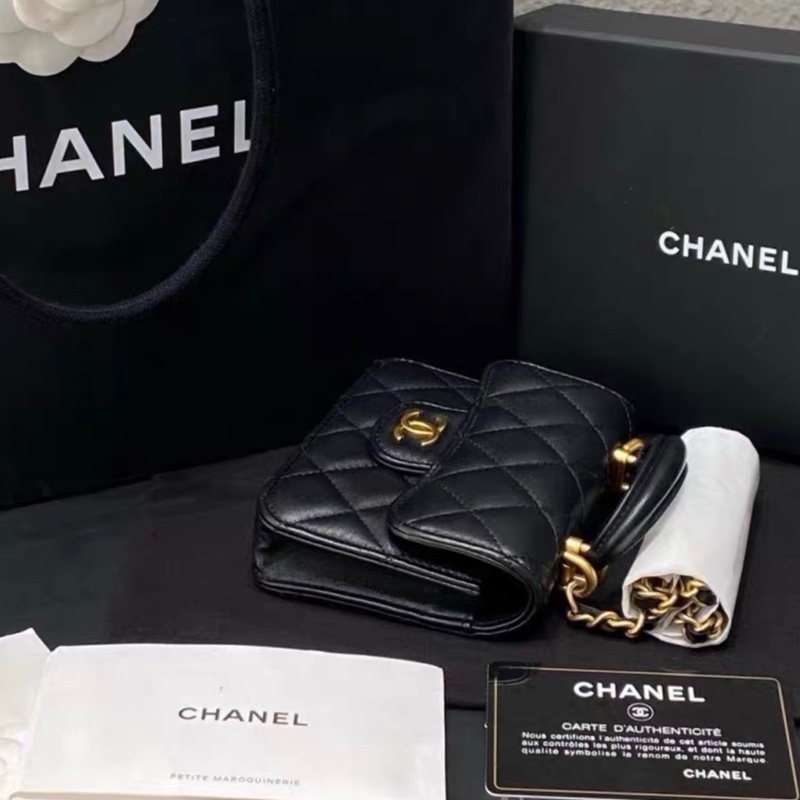 【全新 ✨ 全網最低價】 香奈兒Chanel 黑金 羊皮 mini 手柄 小小廢包 王心凌同款（下單前先詢問庫存❗️）-4