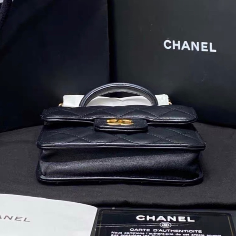 【全新 ✨ 全網最低價】 香奈兒Chanel 黑金 羊皮 mini 手柄 小小廢包 王心凌同款（下單前先詢問庫存❗️）-5