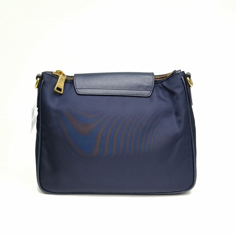 PRADA 藍色尼龍三角標單肩斜跨包-2