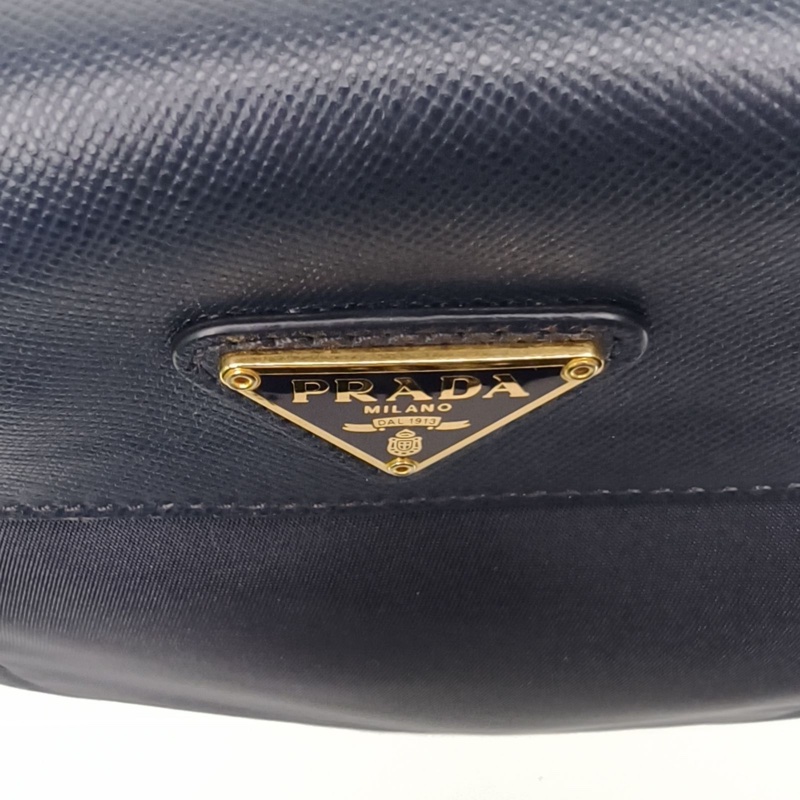 PRADA 藍色尼龍三角標單肩斜跨包-4