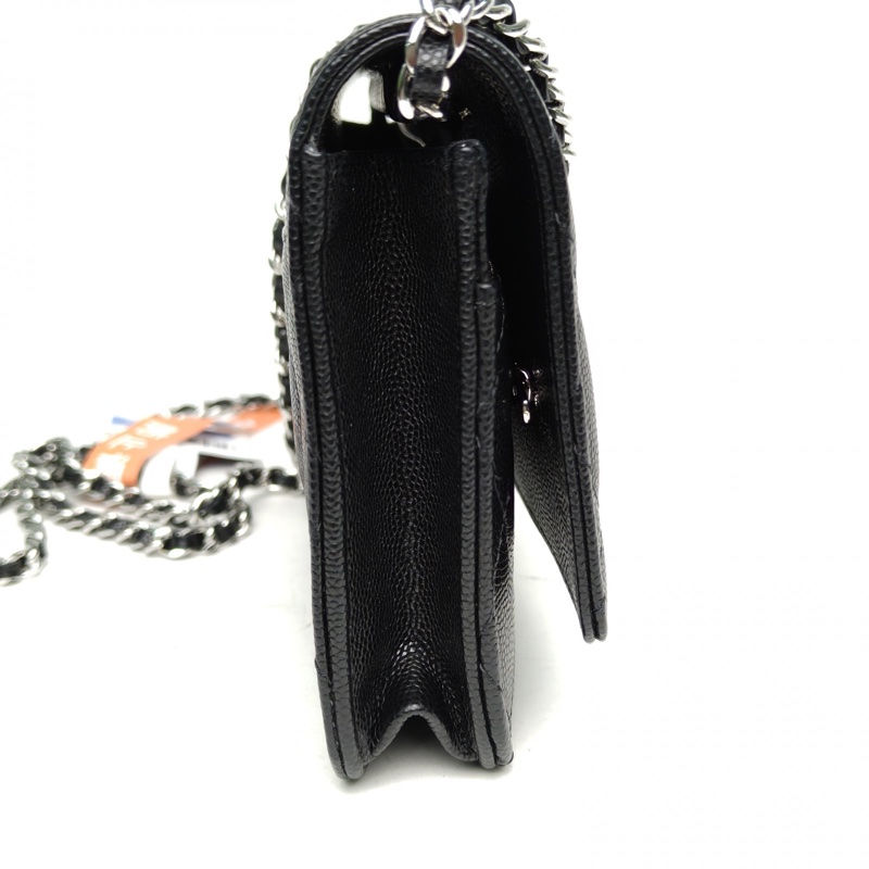 CHANEL 黑色荔枝牛皮晶片開銀扣25C季節款CFWOC肩背包-1