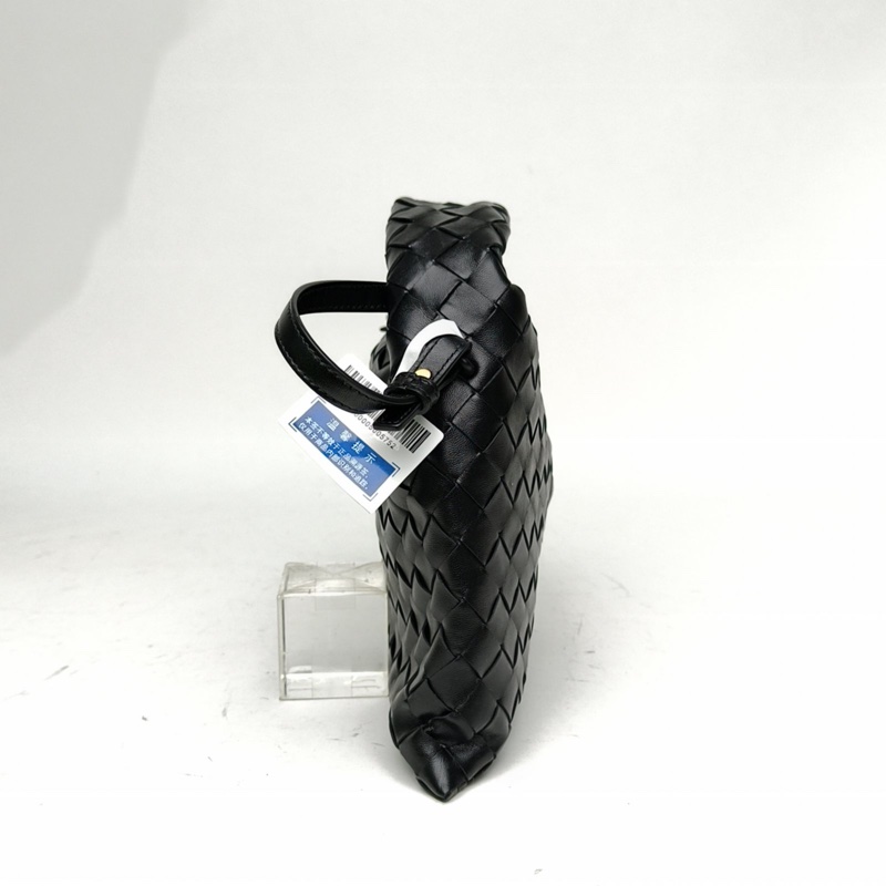 BOTTEGA VENETA 黑色牛皮Hopmini編織手提斜挎包-1