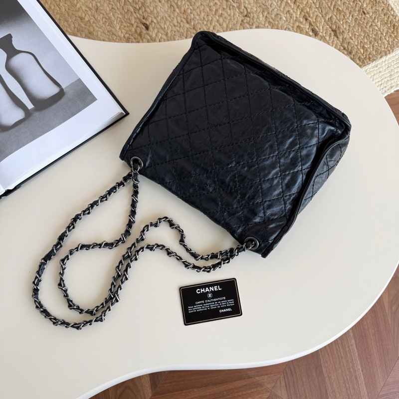 A級95成新 Chanel 黑銀復古做舊滾邊機場 18開-2