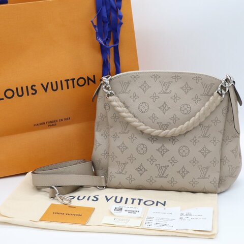 Louis Vuitton 路易威登 BABYLONE CHAIN BB MAHINA CALF SKIN  月亮女神 米灰色 牛皮 水桶包 手提包斜挎包