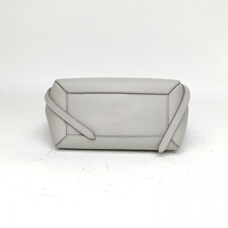 CELINE Belt鯰魚包Nano20淺灰色牛皮銀扣肩背包-3