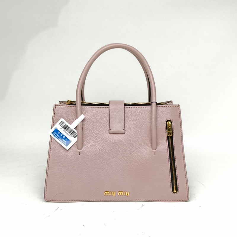 MIUMIU 粉色羊皮風琴手提包-2