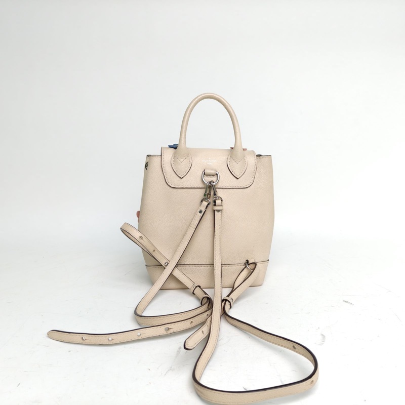LOUIS VUITTON Lockme雙肩包Mini16裸色牛皮2018花朵裝飾-2