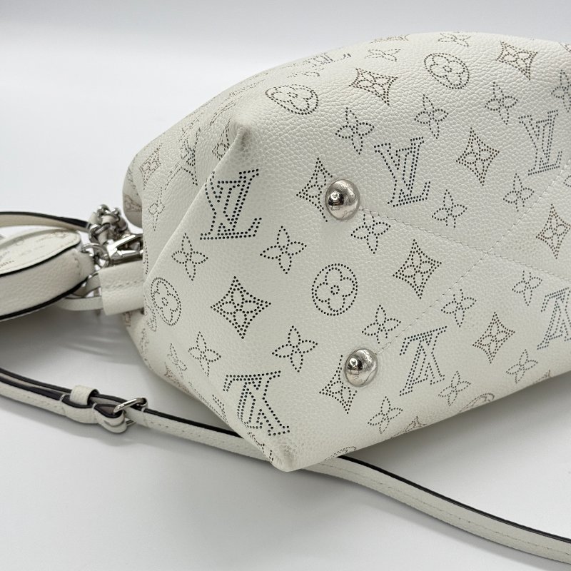 購證 12 万♥️ LOUIS VUITTON 路易威登 Bella 抽繩鏤空 白色 牛皮月光女神水桶包單肩斜挎包-7