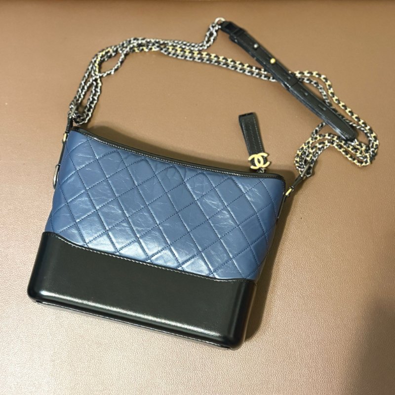 CHANEL 香奈兒 Gabrielle Hobo 中號流浪包 ｜藍色黑底金銀鍊｜專櫃購入｜全配保卡｜狀況極佳-4