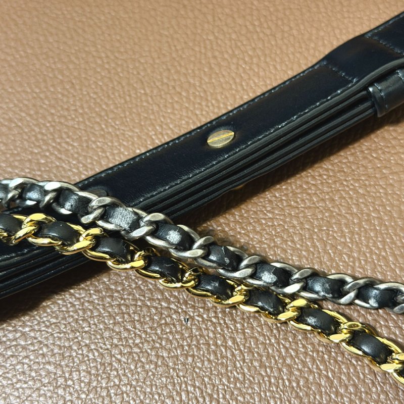 CHANEL 香奈兒 Gabrielle Hobo 中號流浪包 ｜藍色黑底金銀鍊｜專櫃購入｜全配保卡｜狀況極佳-18