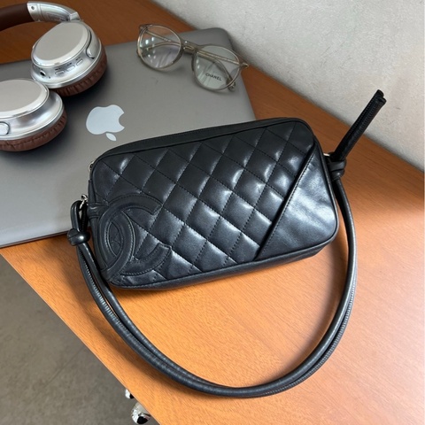 A級95成新 Chanel全黑康鵬麻將包 9開