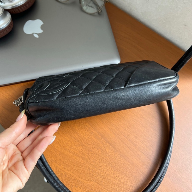 A級95成新 Chanel全黑康鵬麻將包 9開-5