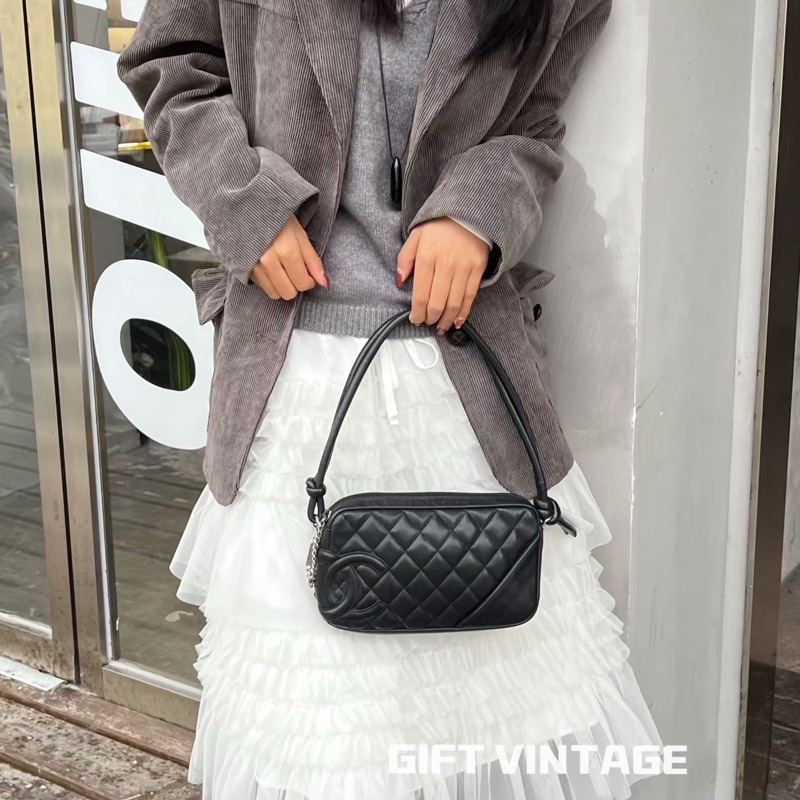 A級95成新 Chanel全黑康鵬麻將包 9開-6