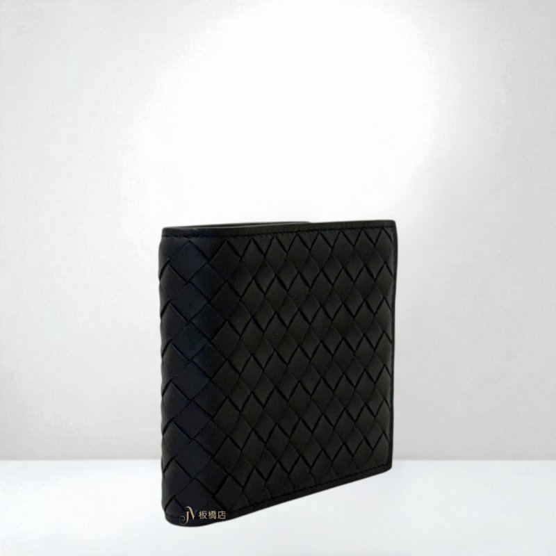 JS1307-BV 深藍羊皮編織對開短夾-1