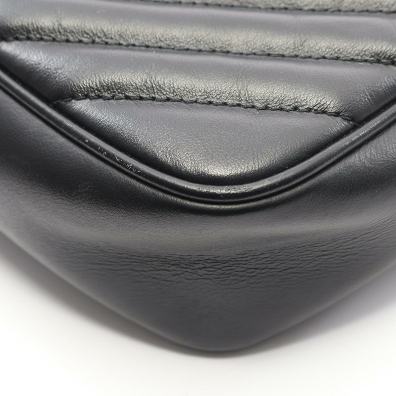 SAINT LAURENT PARIS LOU 斜背包單肩包 黑色皮革 二手 女士 YSL-6