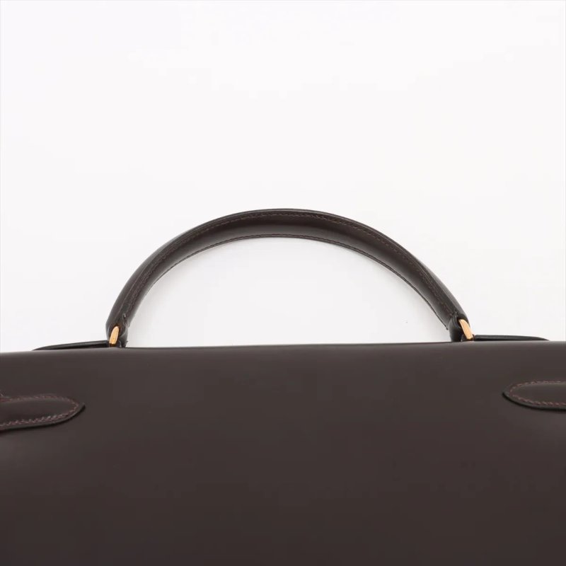 愛馬仕 Kelly 32 Sellier Box 皮 巧克力色 Chocolat 凱莉包 手提包 金扣 (Hermes)-6