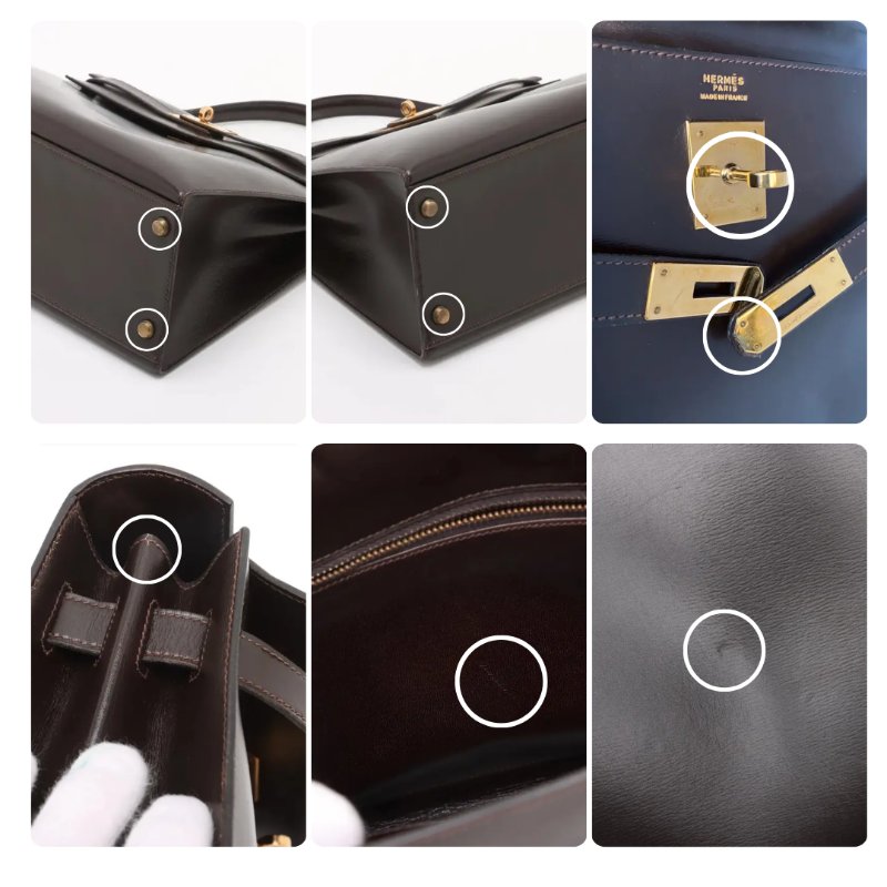 愛馬仕 Kelly 32 Sellier Box 皮 巧克力色 Chocolat 凱莉包 手提包 金扣 (Hermes)-14