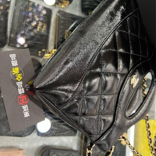 東區正精品㊣CHANEL AP3656 31 bag mini nano 全新香奈兒黑色牛皮金釦皮穿鍊菱格紋復古迷你手提斜背包 RZ6271-9