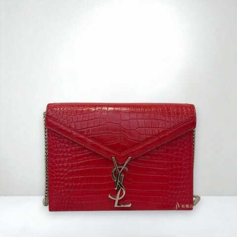 JS1315-YSL Cassandra 紅鱷魚壓紋信封鍊條包
