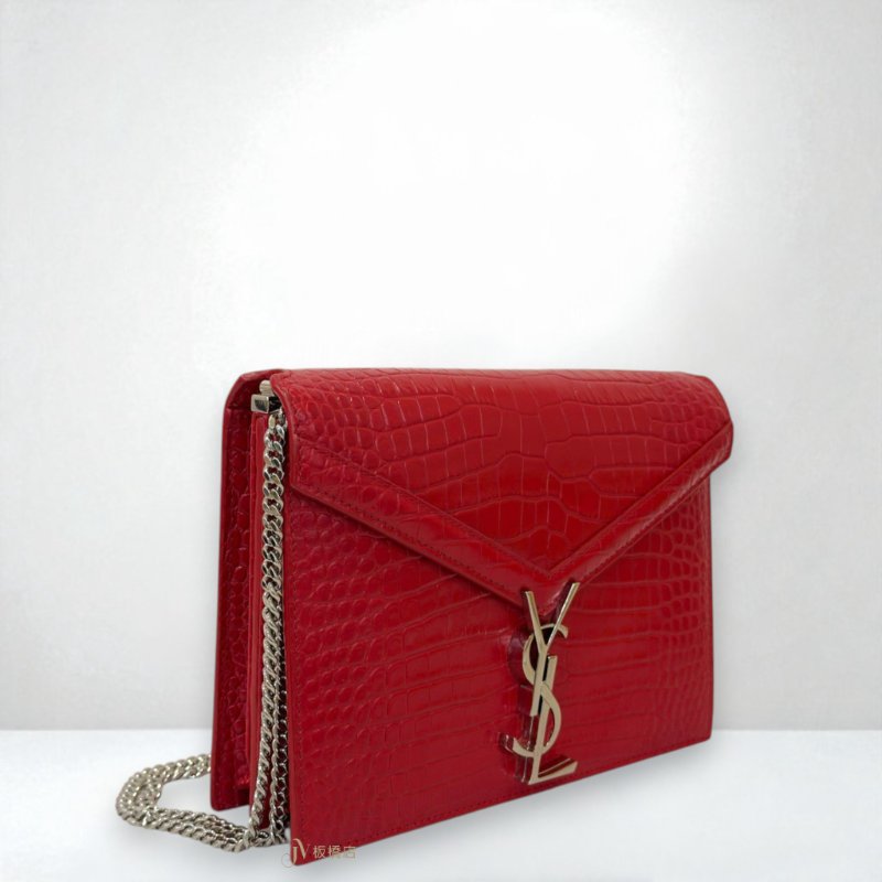 JS1315-YSL Cassandra 紅鱷魚壓紋信封鍊條包-2