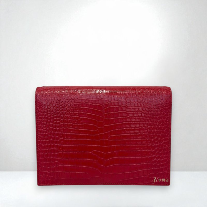 JS1315-YSL Cassandra 紅鱷魚壓紋信封鍊條包-3