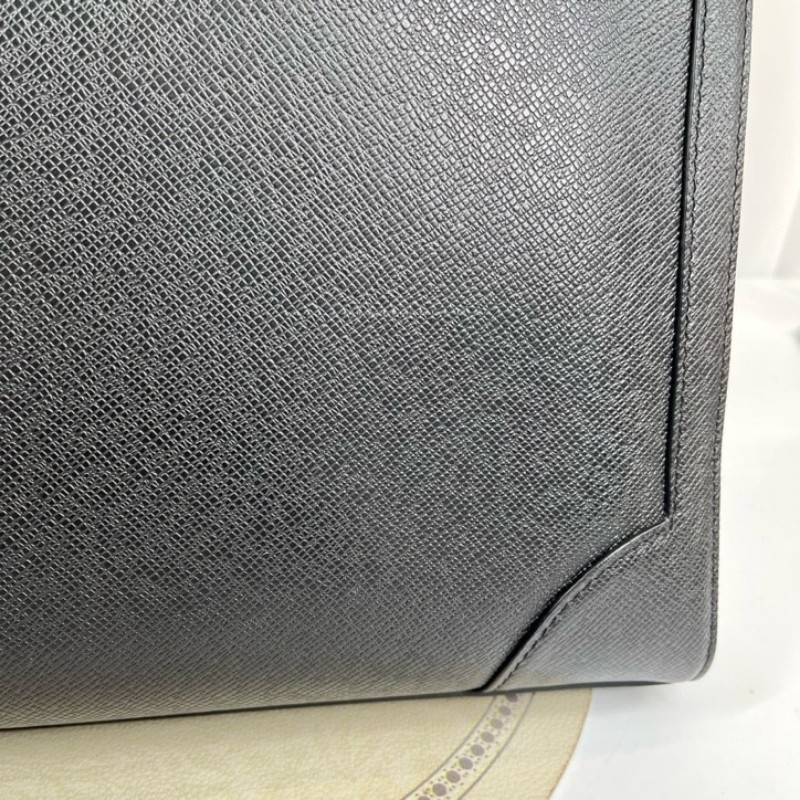 cq zyy LV路易威登 芯片款 黑色全皮公文包 荔枝紋搭配銀色五金配件 可以放電腦 有肩帶可調節-12