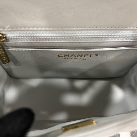 東區正精品㊣CHANEL MINI COCO A35200 全新香奈兒淺灰色羊皮金鍊菱格紋方胖斜背包 17cm RZ6287-5
