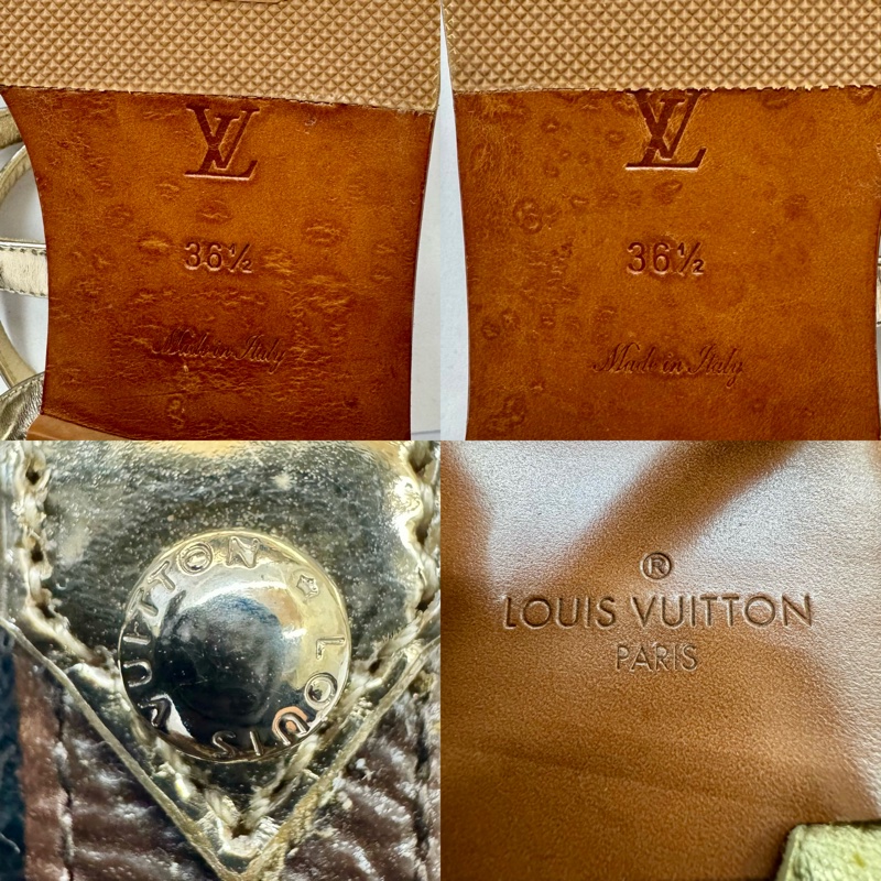LOUIS VUITTON 路易威登 老花金色涼鞋-4
