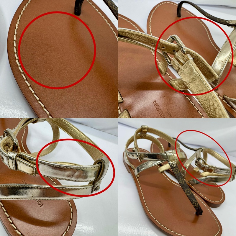 LOUIS VUITTON 路易威登 老花金色涼鞋-5