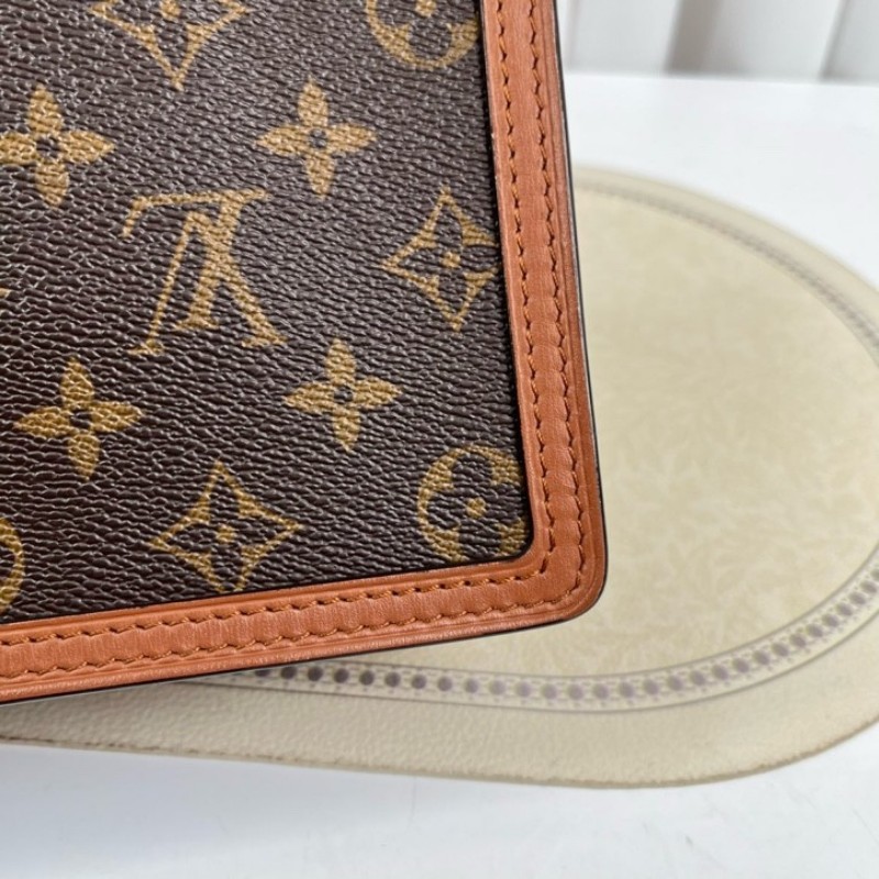 cq zyy LV路易威登 22年票 芯片款 Dauphine 達芙妮系列 小號 單肩斜挎包 焦糖老花拼色-10