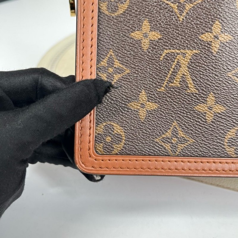 cq zyy LV路易威登 22年票 芯片款 Dauphine 達芙妮系列 小號 單肩斜挎包 焦糖老花拼色-13