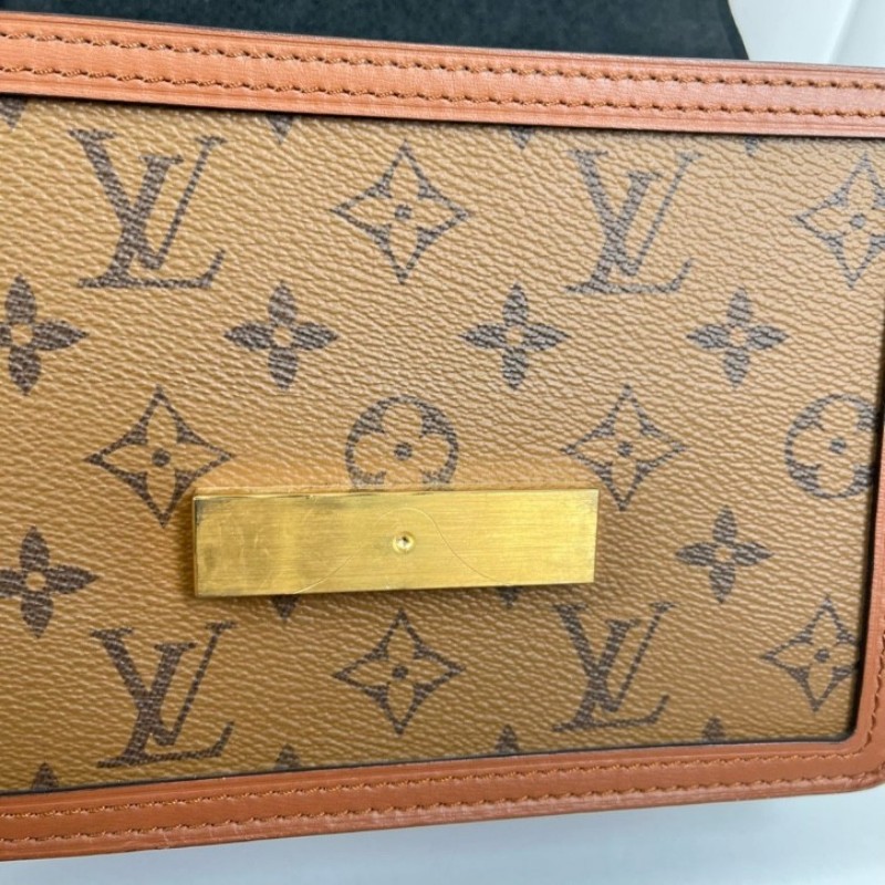 cq zyy LV路易威登 22年票 芯片款 Dauphine 達芙妮系列 小號 單肩斜挎包 焦糖老花拼色-19