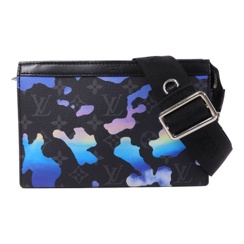 LOUIS VUITTON Monogram Eclipse Gaston Wearable Wallet銀扣肩背袋