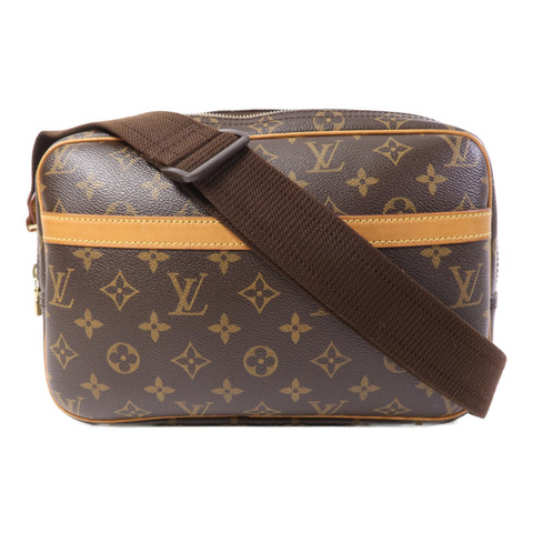 LOUIS VUITTON Monogram Reporter PM金扣肩背袋棕色