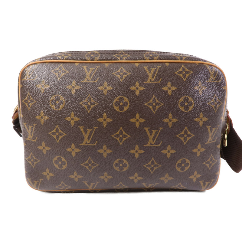 LOUIS VUITTON Monogram Reporter PM金扣肩背袋棕色-1