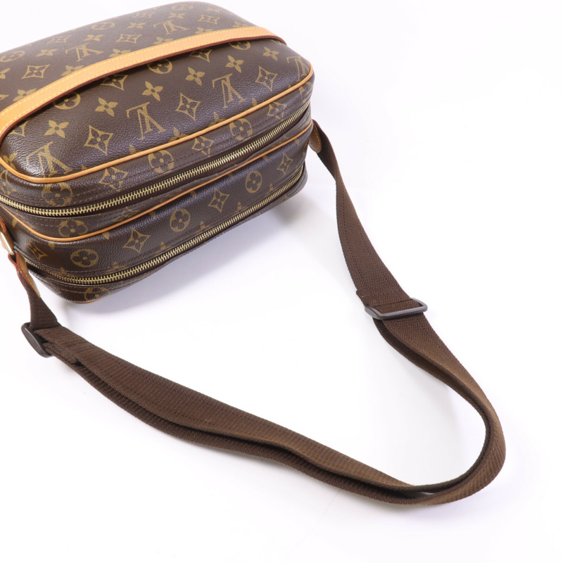 LOUIS VUITTON Monogram Reporter PM金扣肩背袋棕色-10