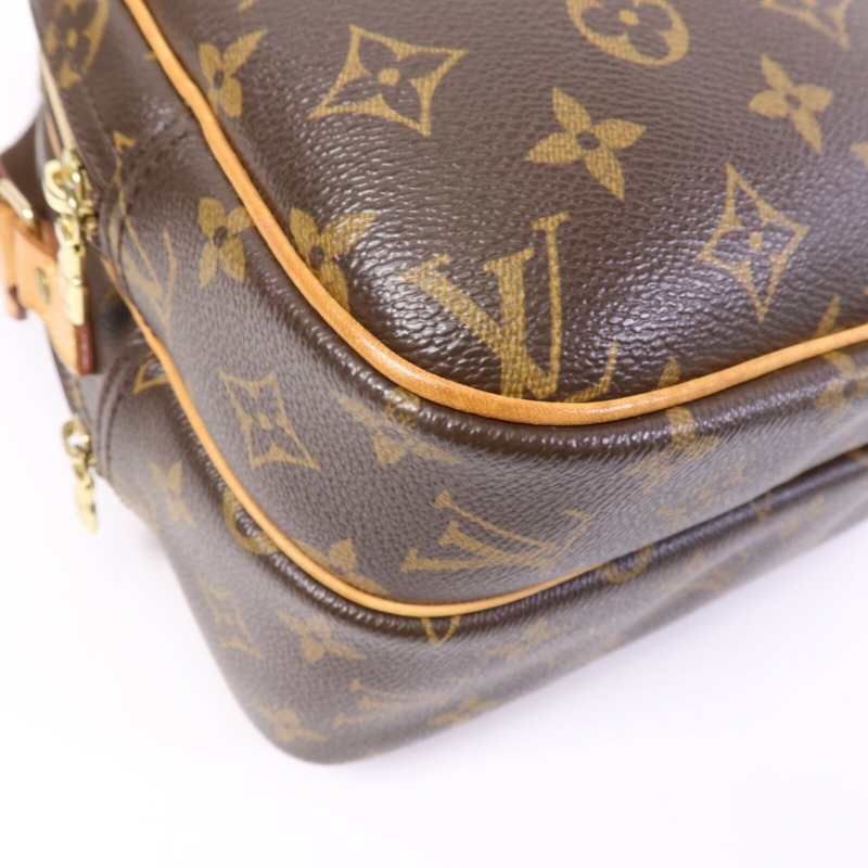 LOUIS VUITTON Monogram Reporter PM金扣肩背袋棕色-12