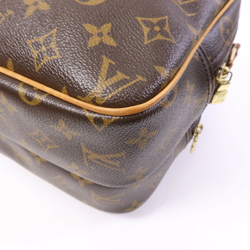 LOUIS VUITTON Monogram Reporter PM金扣肩背袋棕色-13