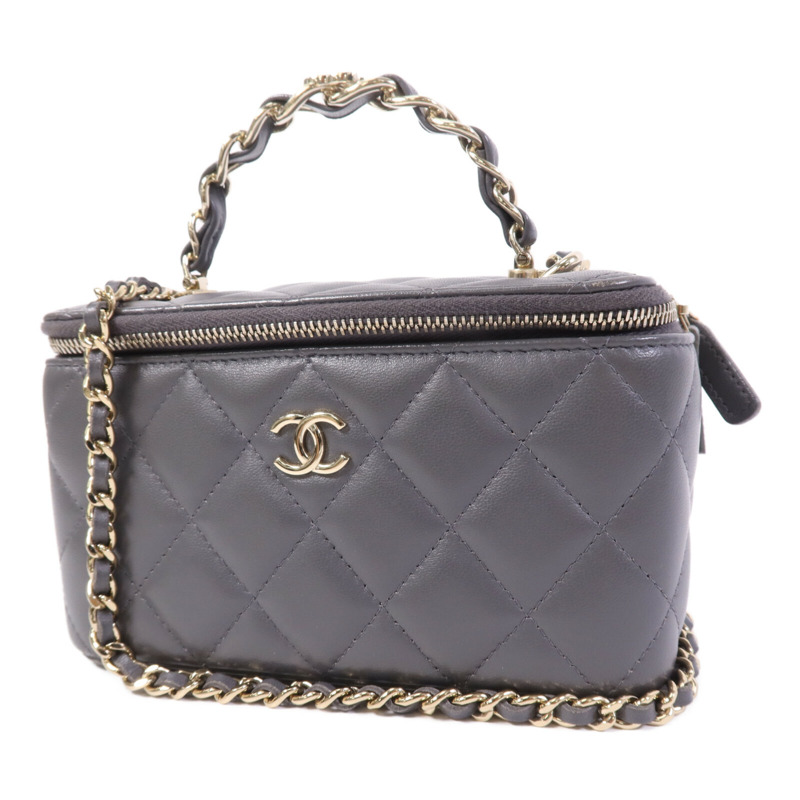 CHANEL 羊皮皮革Vanity Case金扣鏈帶肩背袋-2