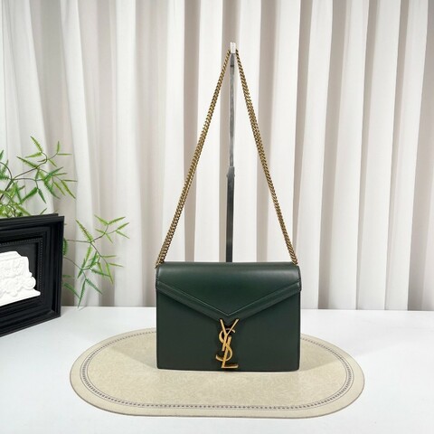 nj spy YSL聖羅蘭 Cassandra系列墨綠色牛皮鏈條包 單肩斜挎都可以 容量適合日常使用