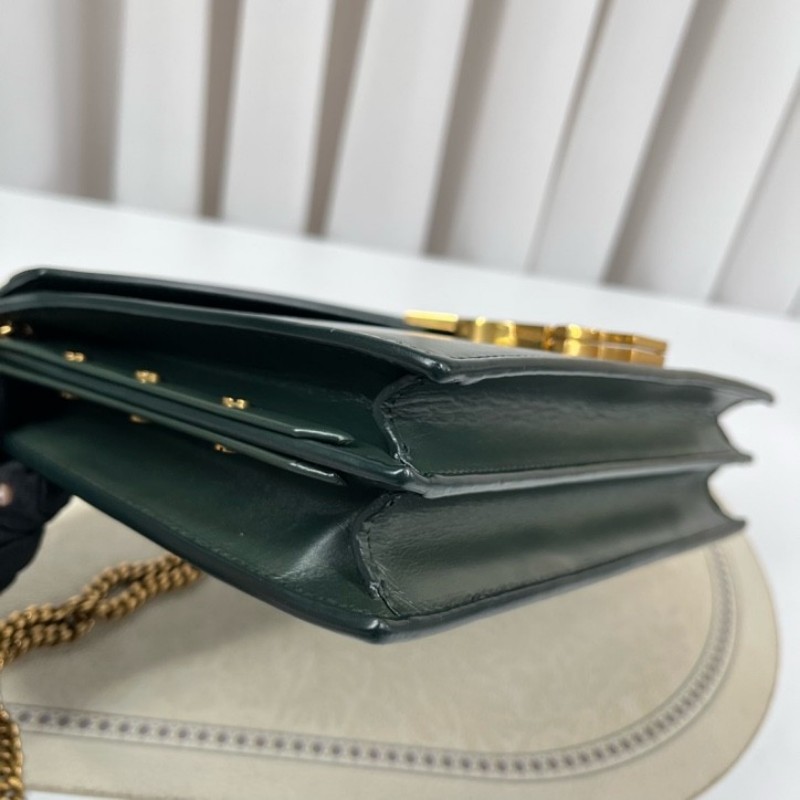 nj spy YSL聖羅蘭 Cassandra系列墨綠色牛皮鏈條包 單肩斜挎都可以 容量適合日常使用-7