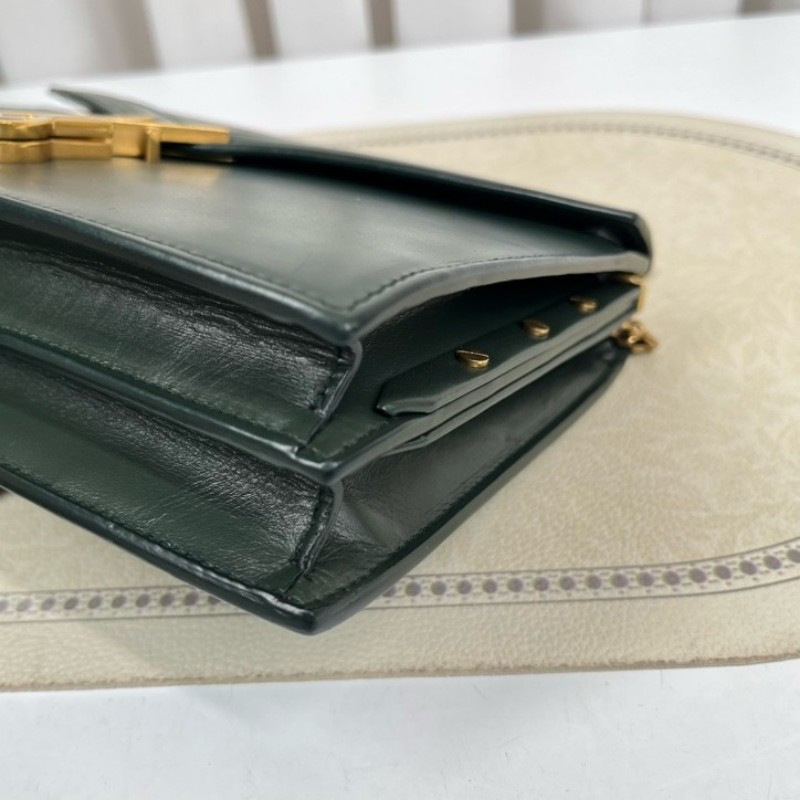 nj spy YSL聖羅蘭 Cassandra系列墨綠色牛皮鏈條包 單肩斜挎都可以 容量適合日常使用-8