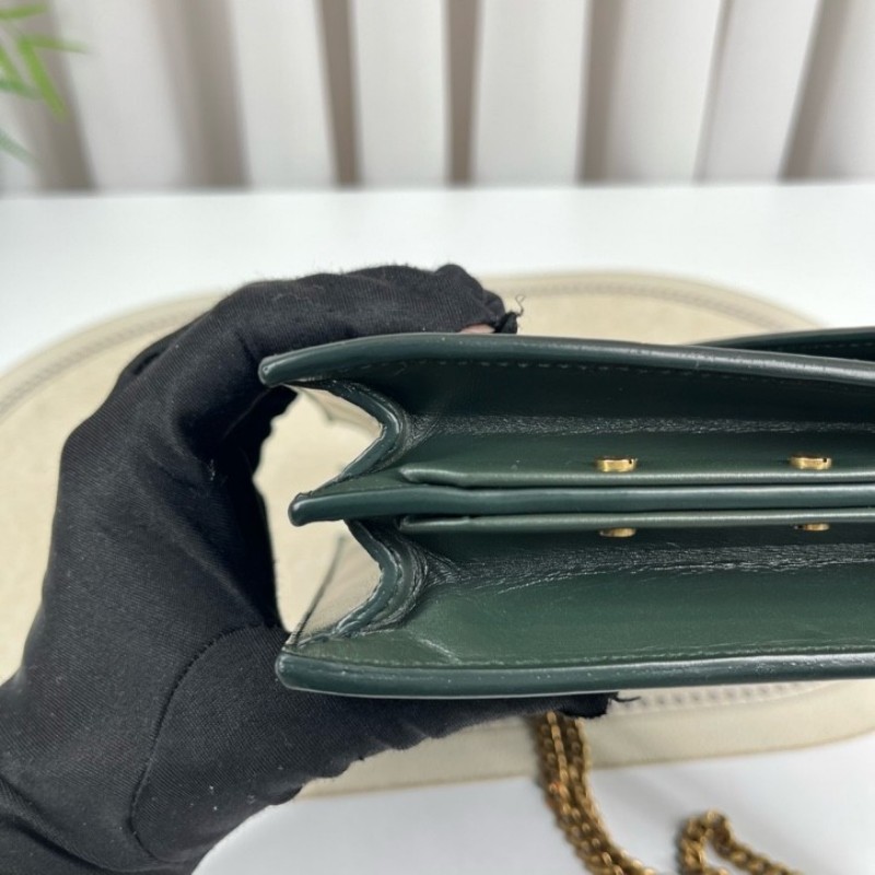 nj spy YSL聖羅蘭 Cassandra系列墨綠色牛皮鏈條包 單肩斜挎都可以 容量適合日常使用-12