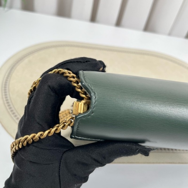 nj spy YSL聖羅蘭 Cassandra系列墨綠色牛皮鏈條包 單肩斜挎都可以 容量適合日常使用-16