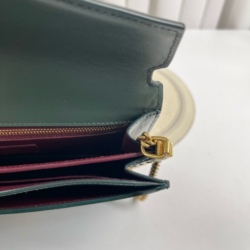 nj spy YSL聖羅蘭 Cassandra系列墨綠色牛皮鏈條包 單肩斜挎都可以 容量適合日常使用-22