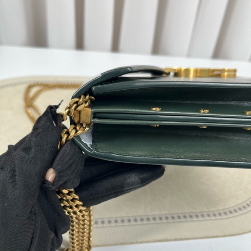nj spy YSL聖羅蘭 Cassandra系列墨綠色牛皮鏈條包 單肩斜挎都可以 容量適合日常使用-24
