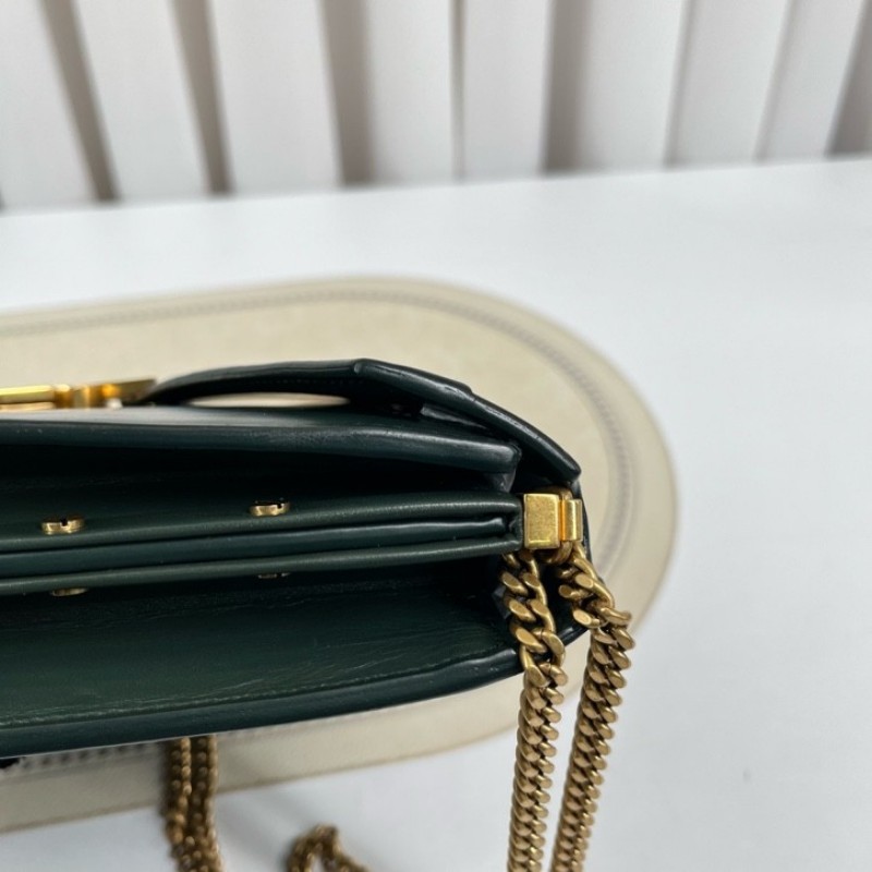 nj spy YSL聖羅蘭 Cassandra系列墨綠色牛皮鏈條包 單肩斜挎都可以 容量適合日常使用-25