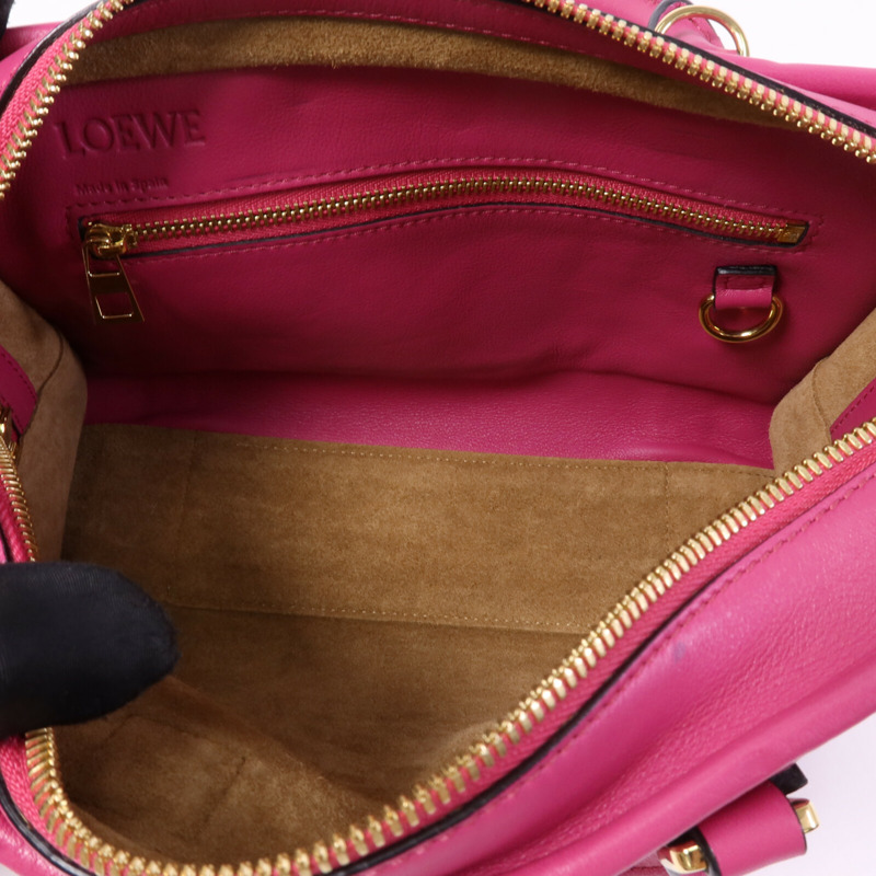 LOEWE 牛皮皮革Amazona金扣手挽肩背兩用袋-4