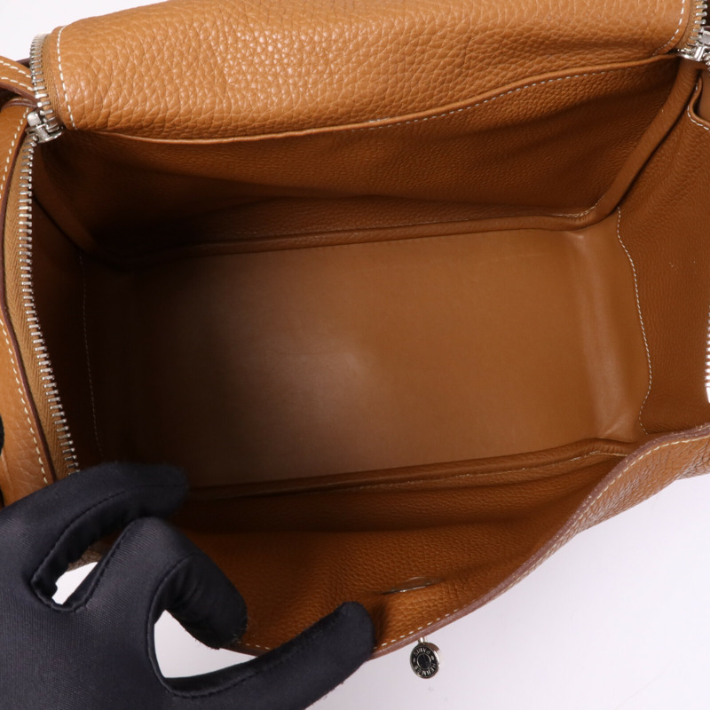HERMES Clemence皮革Lindy 30手挽肩背兩用袋Gold-4